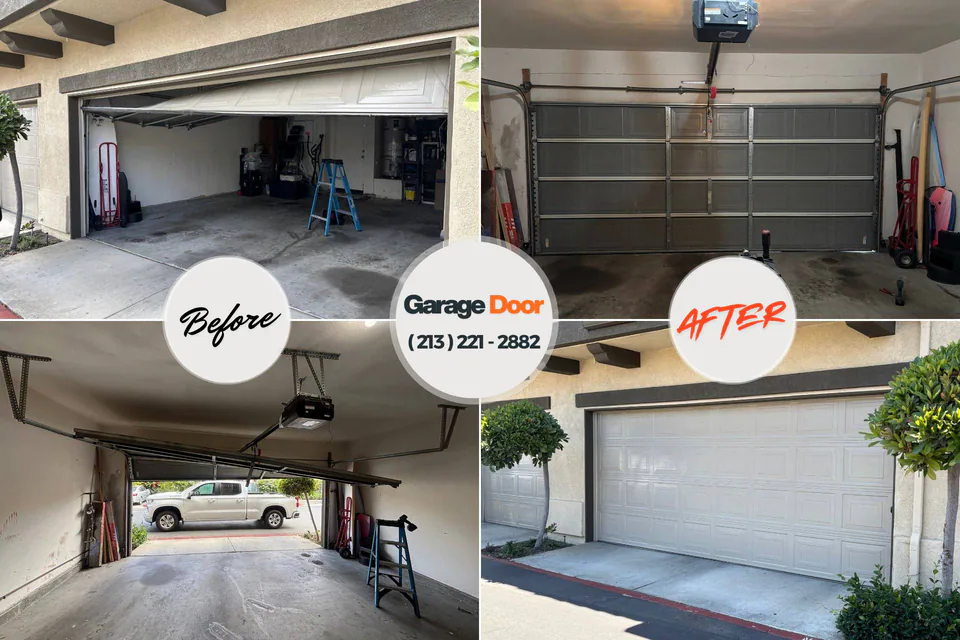Before and after: garage door repair Glencoe, AL